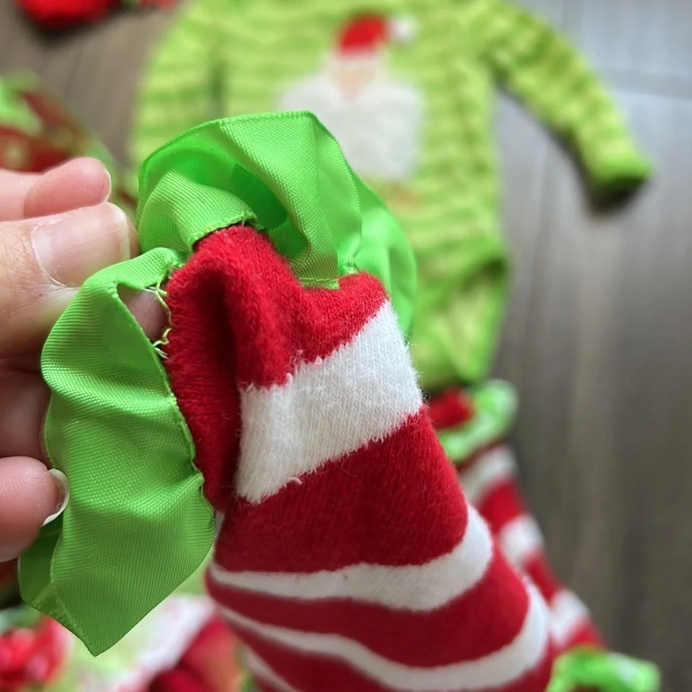 Christmas tutu w/matching legwarmers, ruffle diaper cover, headband and onesie
